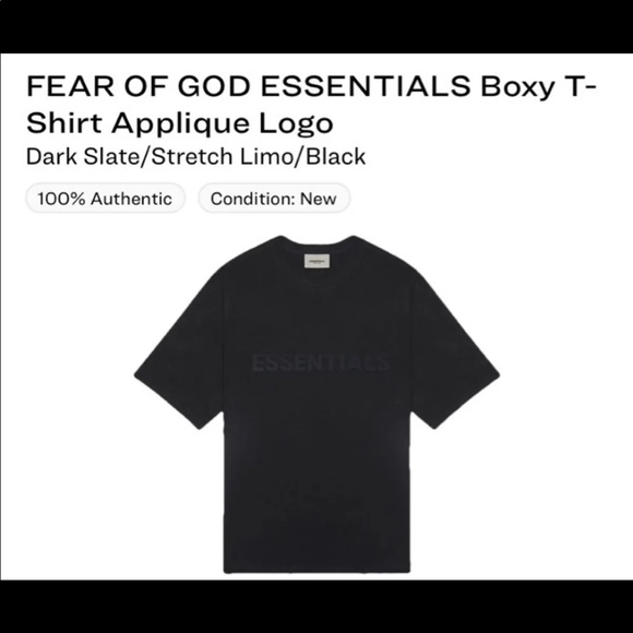 Fear of God Essentials Boxy Tee Black Logo size XS NEW - Picture 7 of 9